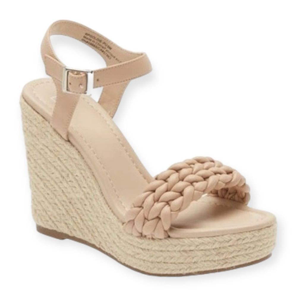 BP Goldie Braided Wedge Sandal in Beige Size 10 NEW